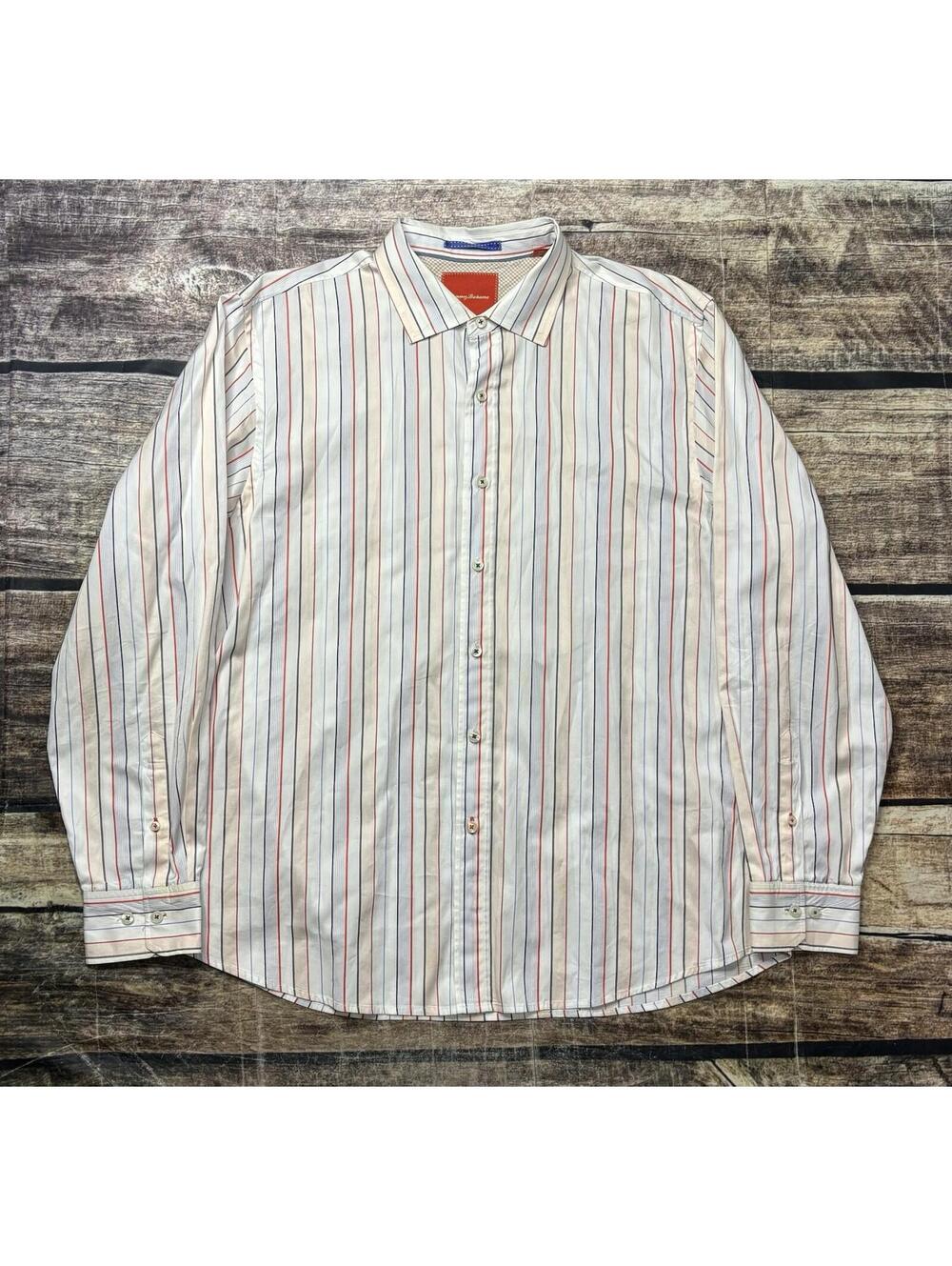 Tommy Bahama Shirt Mens XL Stripe Cotton Button Down